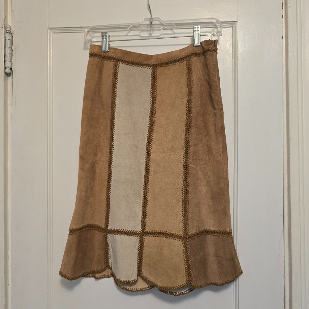 Express genuine leather suede panel skirt, size 1/2